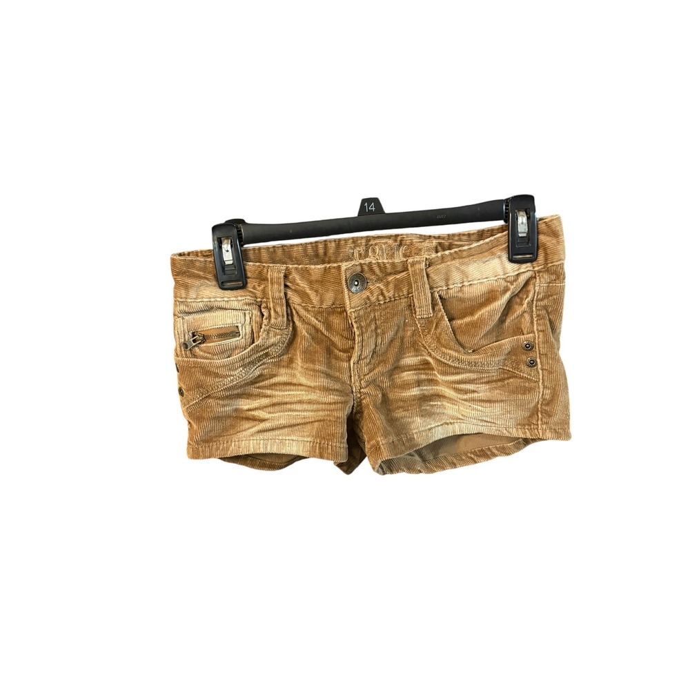 Truce Tan Corduroy Mini Shorts Womens Size 0 Low Rise Camel Brown Boho